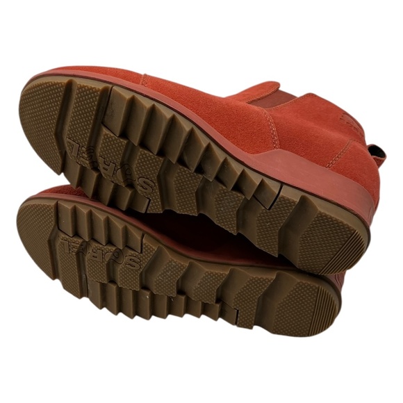 Sorel Evie Wedge Suede Ankle Pull On Boots Burnt Orange Waterproof - Picture 5 of 13